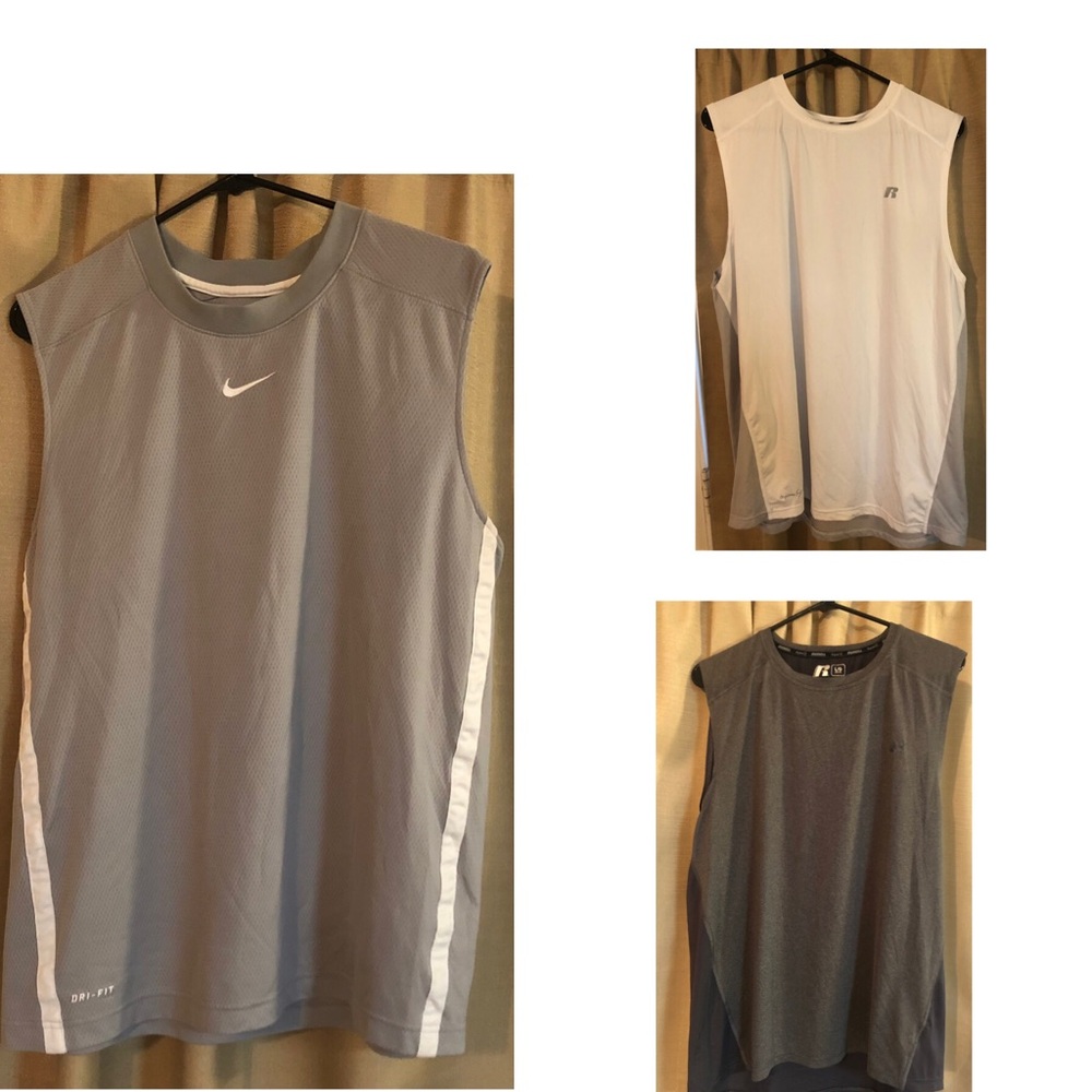 Nike and Russell Athletic Sleeveless Shirts- Set of 3